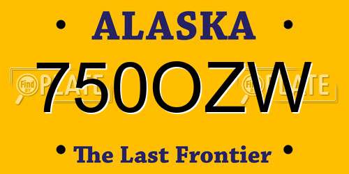 750OZW Alaska License Plate