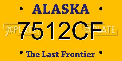 7512CF Alaska License Plate