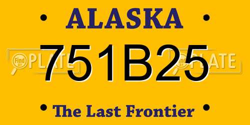 751B25 Alaska License Plate