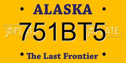 751BT5 Alaska License Plate