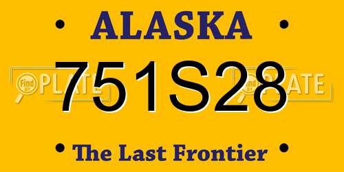 751S28 Alaska License Plate