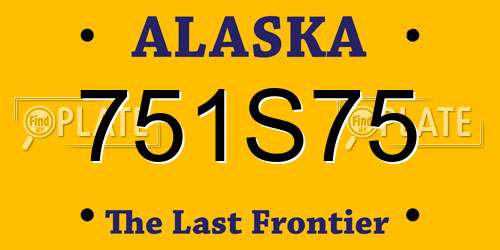 751S75 Alaska License Plate