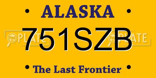 751SZB Alaska License Plate
