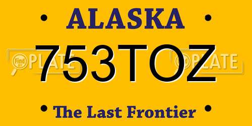 753TOZ Alaska License Plate