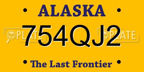 754QJ2 Alaska License Plate