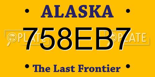 758EB7 Alaska License Plate