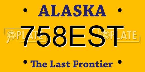 758EST Alaska License Plate