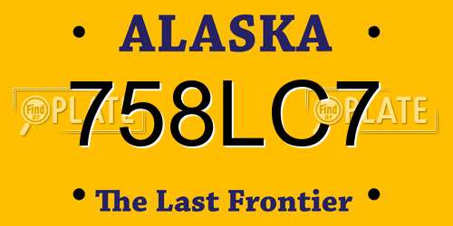 758LC7 Alaska License Plate