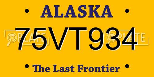 75VT934 Alaska License Plate