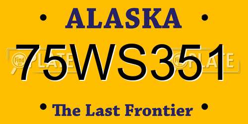 75WS351 Alaska License Plate