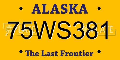 75WS381 Alaska License Plate