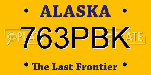 763PBK Alaska License Plate