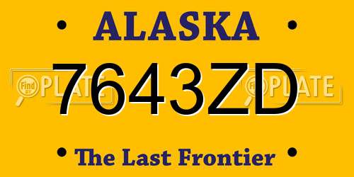 7643ZD Alaska License Plate