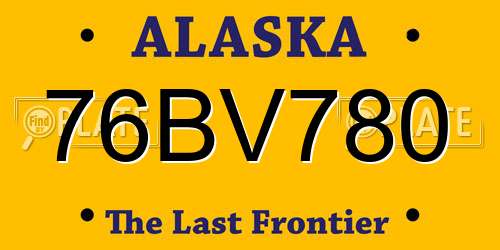 76BV780 Alaska License Plate