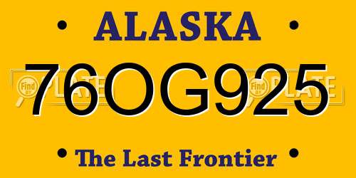 76OG925 Alaska License Plate