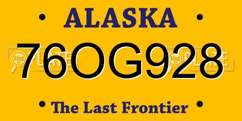 76OG928 Alaska License Plate