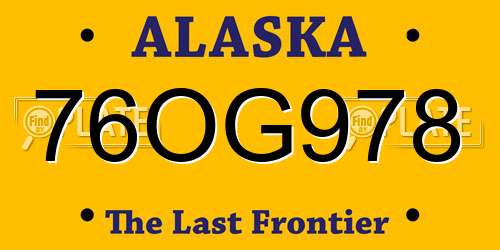 76OG978 Alaska License Plate