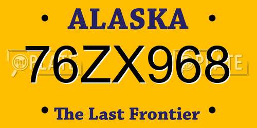76ZX968 Alaska License Plate