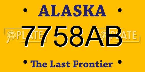 7758AB Alaska License Plate