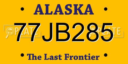 77JB285 Alaska License Plate