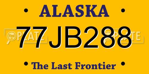 77JB288 Alaska License Plate
