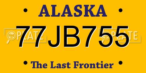 77JB755 Alaska License Plate