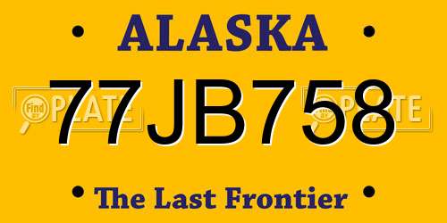 77JB758 Alaska License Plate