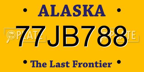 77JB788 Alaska License Plate