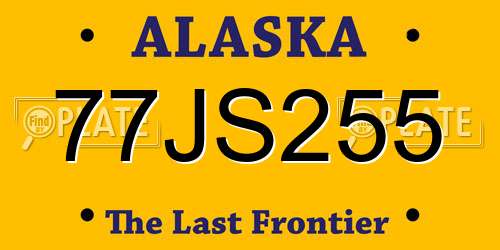 77JS255 Alaska License Plate