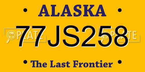 77JS258 Alaska License Plate