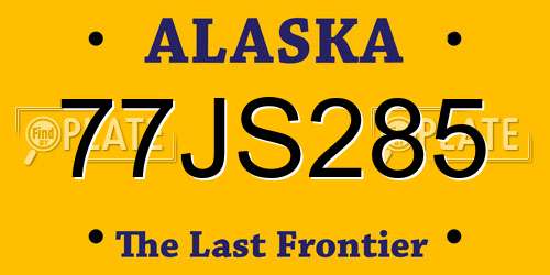 77JS285 Alaska License Plate