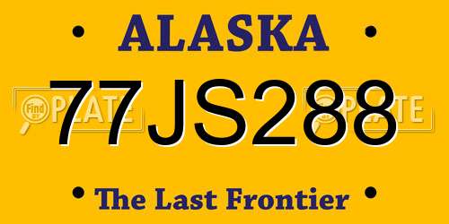 77JS288 Alaska License Plate