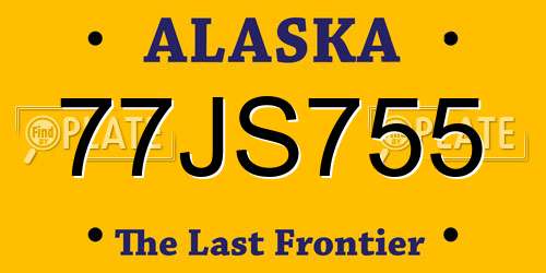 77JS755 Alaska License Plate