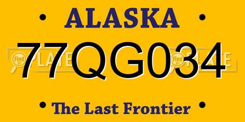 77QG034 Alaska License Plate