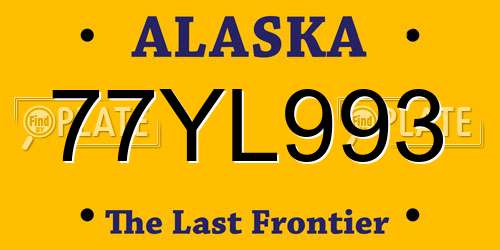 77YL993 Alaska License Plate