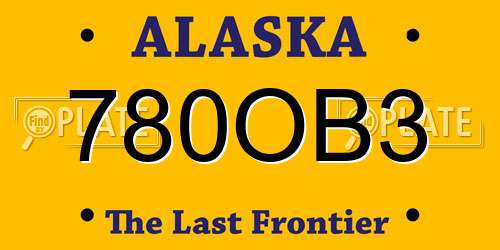 780OB3 Alaska License Plate