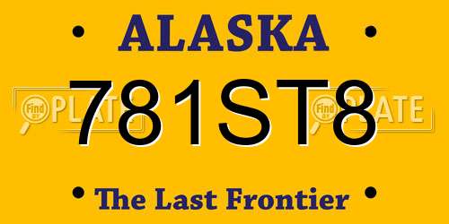 781ST8 Alaska License Plate