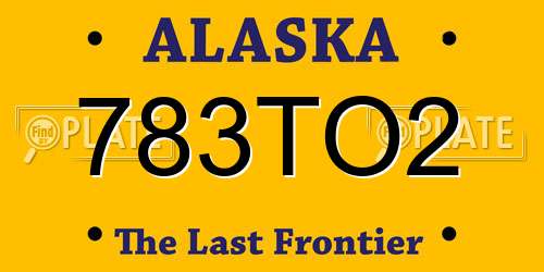 783TO2 Alaska License Plate