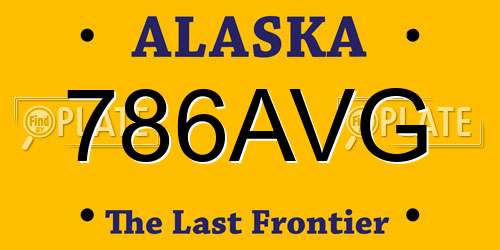 786AVG Alaska License Plate