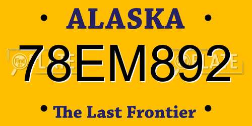 78EM892 Alaska License Plate