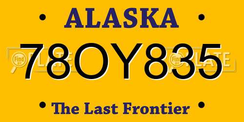 78OY835 Alaska License Plate