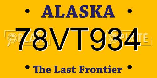 78VT934 Alaska License Plate