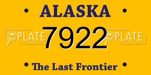 7922 Alaska License Plate