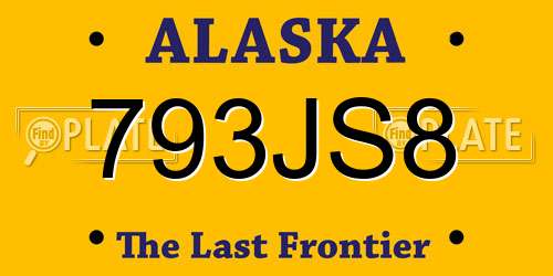 793JS8 Alaska License Plate