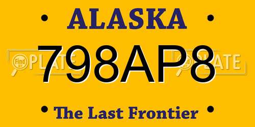798AP8 Alaska License Plate