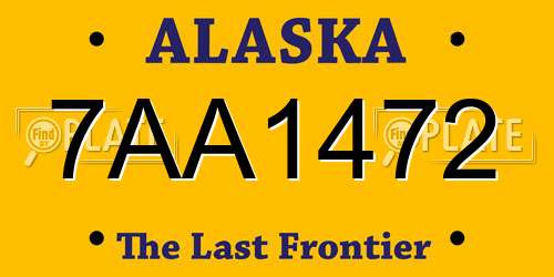 7AA1472 Alaska License Plate