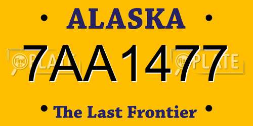 7AA1477 Alaska License Plate