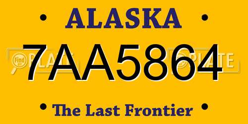 7AA5864 Alaska License Plate