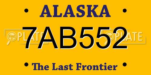 7AB552 Alaska License Plate