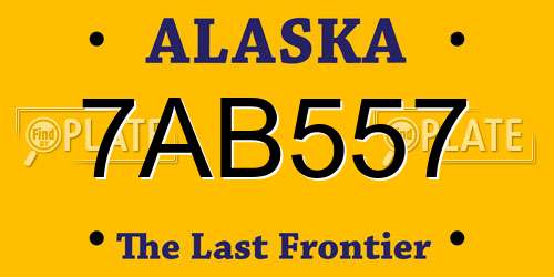 7AB557 Alaska License Plate